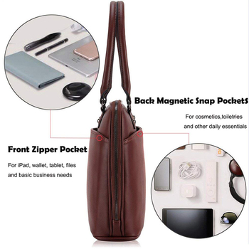 PU bőr tabletatáska, zip-zárású üzleti kézitáska, laptop-zseb, lopás elleni védelem, uniszex