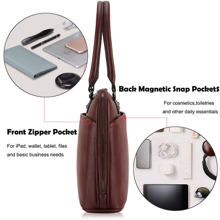 PU bőr tabletatáska, zip-zárású üzleti kézitáska, laptop-zseb, lopás elleni védelem, uniszex