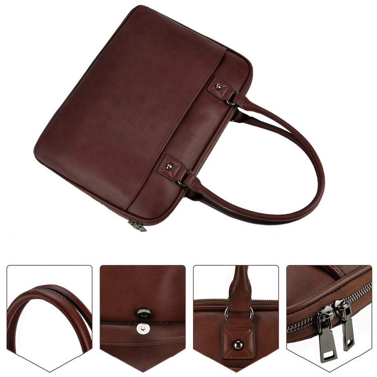 PU bőr tabletatáska, zip-zárású üzleti kézitáska, laptop-zseb, lopás elleni védelem, uniszex