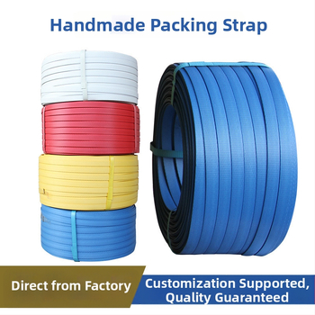 Rokas PP iepakošanas lente, biezums 1,5 mm, saderīga ar PP spriegojumu, vilces spēks 60 kg, ruļļa svars 5 kg, pielāgojama