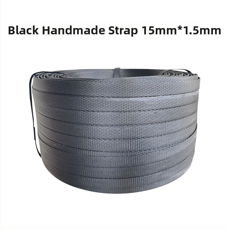 Rokas PP iepakošanas lente, biezums 1,5 mm, saderīga ar PP spriegojumu, vilces spēks 60 kg, ruļļa svars 5 kg, pielāgojama