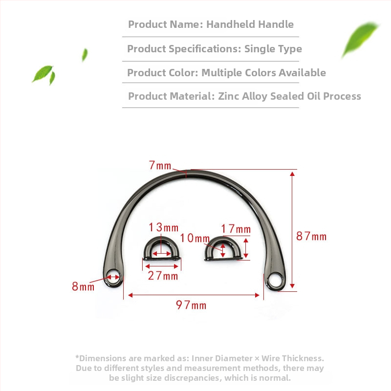 Kovová rukoväť k taške – zliatina, leštený povrch, dizajn potiahnutý platingom s olejovou izoláciou, model 0042