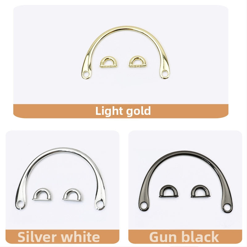 Kovová rukoväť k taške – zliatina, leštený povrch, dizajn potiahnutý platingom s olejovou izoláciou, model 0042