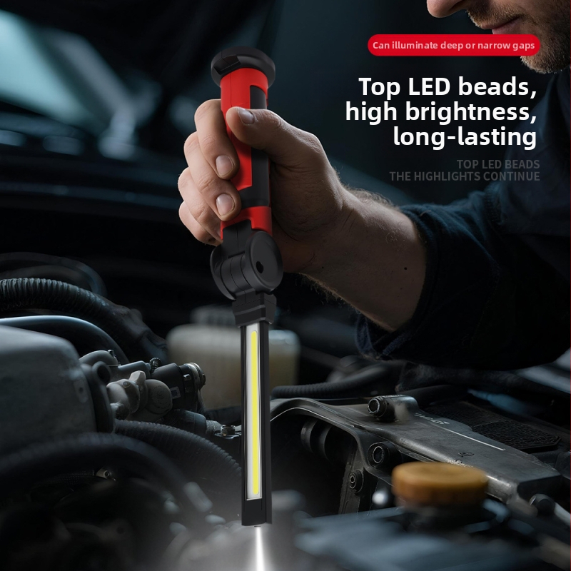 COB+LED darba apgaismojums auto remontam, pārnēsājama rotējoša darba lampa ar stipru magnētisku stiprinājumu, 3.7V, 1200lm