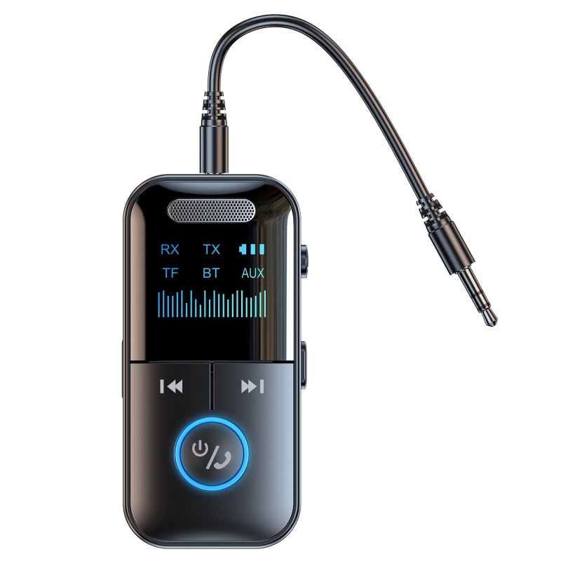 Airfly Bluetooth 5.4 automobilski audio odašiljač i prijemnik GT69 — 3,5 mm AUX sučelje, Plug‑and‑Play, vanjsko napajanje, domet 10 m