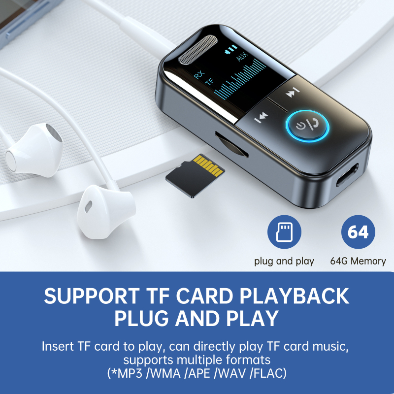 Airfly Bluetooth 5.4 automobilski audio odašiljač i prijemnik GT69 — 3,5 mm AUX sučelje, Plug‑and‑Play, vanjsko napajanje, domet 10 m