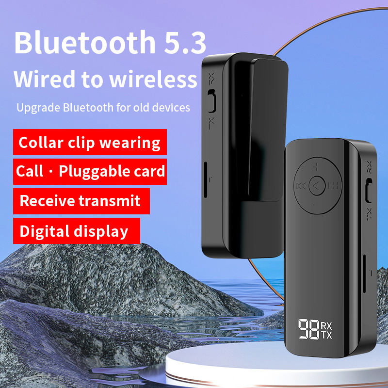2-u-1 Bluetooth 5.3 auto transmiter i prijemnik s 3,5 mm AUX, Plug-and-Play, domet 10 m, rad 2,4 GHz