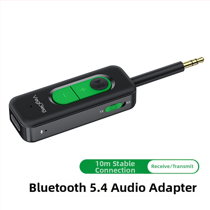 Автомобилен Bluetooth предавател с 3.5mm интерфейс, Bluetooth 5.4, plug-and-play, с външно захранване, обхват до 10 м.