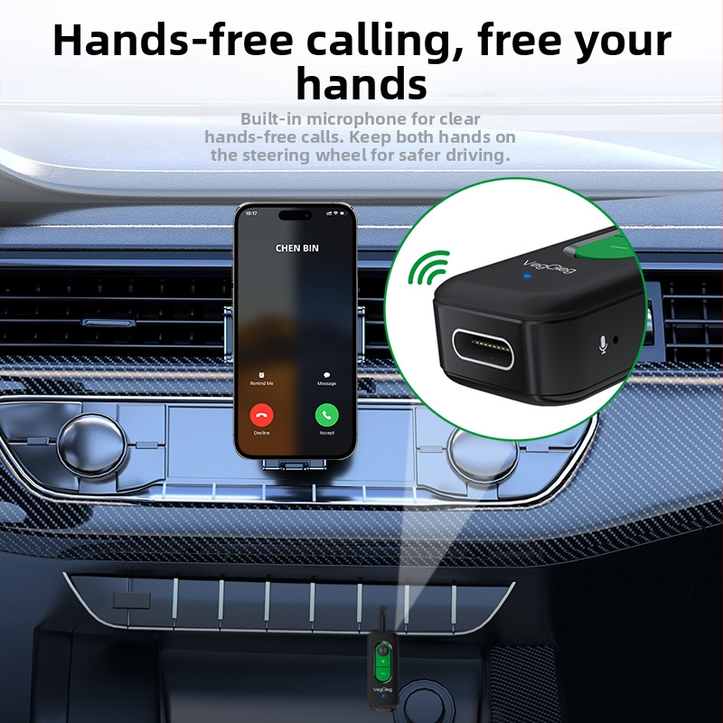 Автомобилен Bluetooth предавател с 3.5mm интерфейс, Bluetooth 5.4, plug-and-play, с външно захранване, обхват до 10 м.