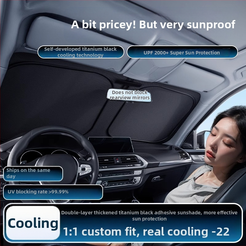 Dviejų sluoksnių saulės skydelis automobiliui, teleskopinis montavimas, šilumos izoliacija, universalus suderinamumas