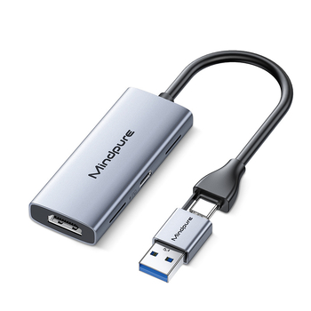 USB 3.0 HDMI videouzņemšanas karte, 4K, MS2131 čips, AD067 modelis, Type-C ieeja, saderīga ar visām operētājsistēmām.