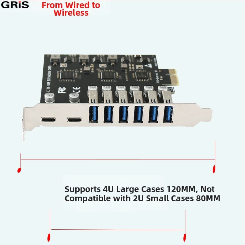 Datora PCIe adaptera karte USB 3.0 Type-C 3.1 NEC720201 5Gbps GE-E001-N6A2C videopierakstam no kameras