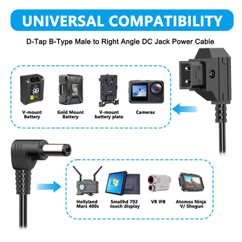 Καλώδιο τροφοδοσίας D-TAP προς DC για οθόνη μπαταρίας V-port | βύσμα 5,5×2,5 mm | μοντέλο YR-DTA-02