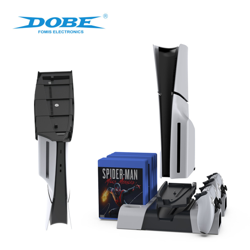 PS5 Slim višenamjenska rashladna baza s LED osvjetljenjem, držač diskova i dvostruki punjač za kontrolere, Type-C, ABS