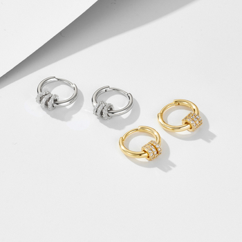 Peishang cercei geometrici cu cerc diamant din argint 925, pentru femei