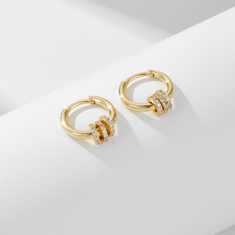 Peishang cercei geometrici cu cerc diamant din argint 925, pentru femei