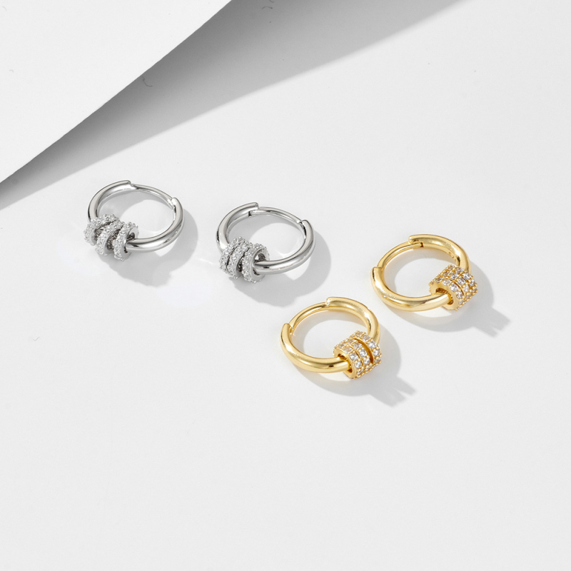 Peishang cercei geometrici cu cerc diamant din argint 925, pentru femei