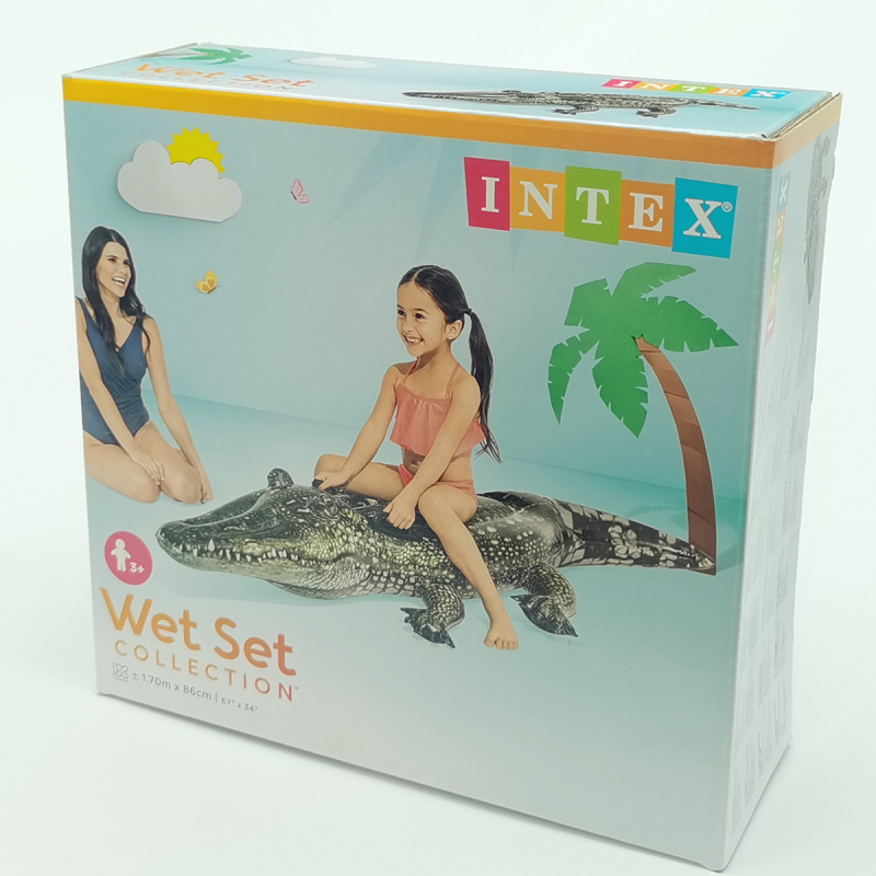 INTEX plutajući prsten s oblikom krokodila za djecu, karikaturni uzorak, debljina PVC 0.25, ekološki prihvatljiv PVC