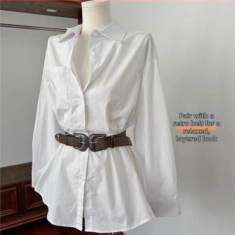 Krekli‑kleita ar jostu un garām piedurknēm, polo apkakle, chenille audums (Spandex; sastāvs <30%; rokas riņķi)