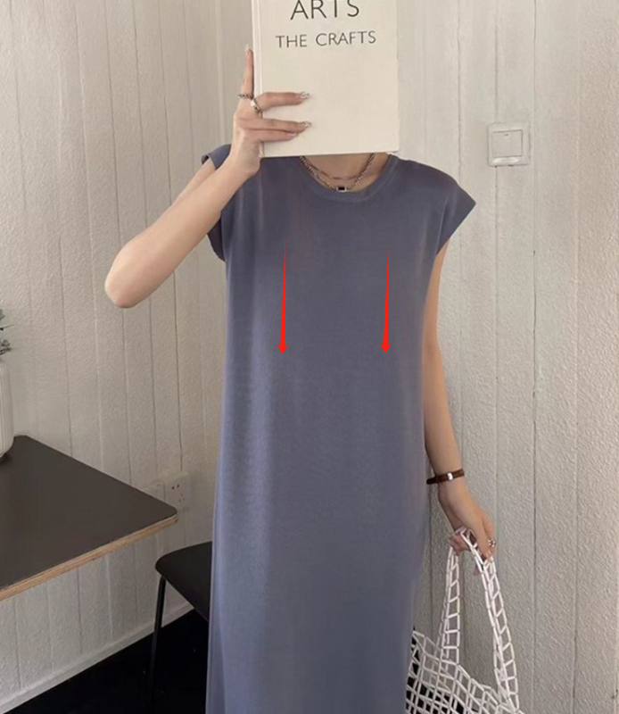 Haljina od pletene tkanine pamuk 30-50% • A-linijska midi haljina • jednobojni uzorak • okrugli izrez • rukav 3/4
