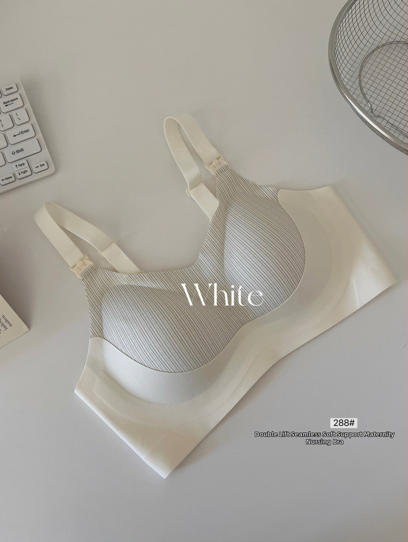 Žindymo liemenėlė su priekinio užsegimo, dvigubas pakėlimas, prieš nusileidimą, plonos formuojančios kaušelius, po gimdymo modelis