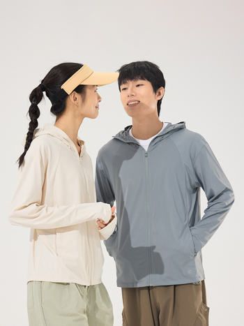 Unisex vanjska windbreaker jakna s UV zaštitom UPF50+, lagana, Ice Silk tkanina, 88% najlon + 12% spandex, s kapuljačom