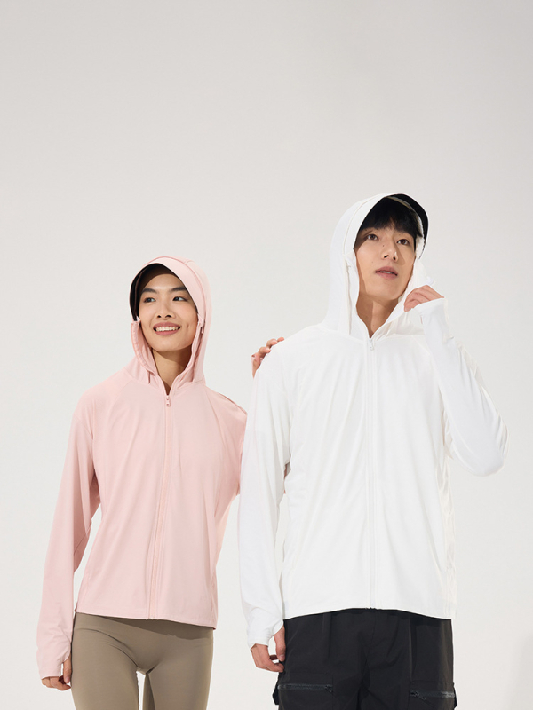 Unisex vanjska windbreaker jakna s UV zaštitom UPF50+, lagana, Ice Silk tkanina, 88% najlon + 12% spandex, s kapuljačom