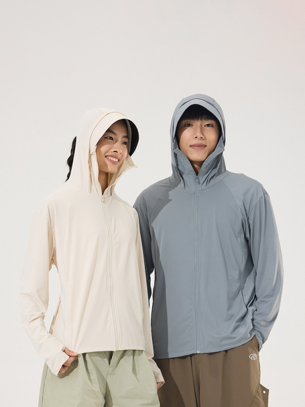 Unisex vanjska windbreaker jakna s UV zaštitom UPF50+, lagana, Ice Silk tkanina, 88% najlon + 12% spandex, s kapuljačom