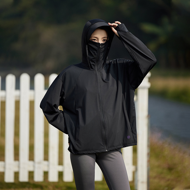 Unisex vanjska windbreaker jakna s UV zaštitom UPF50+, lagana, Ice Silk tkanina, 88% najlon + 12% spandex, s kapuljačom
