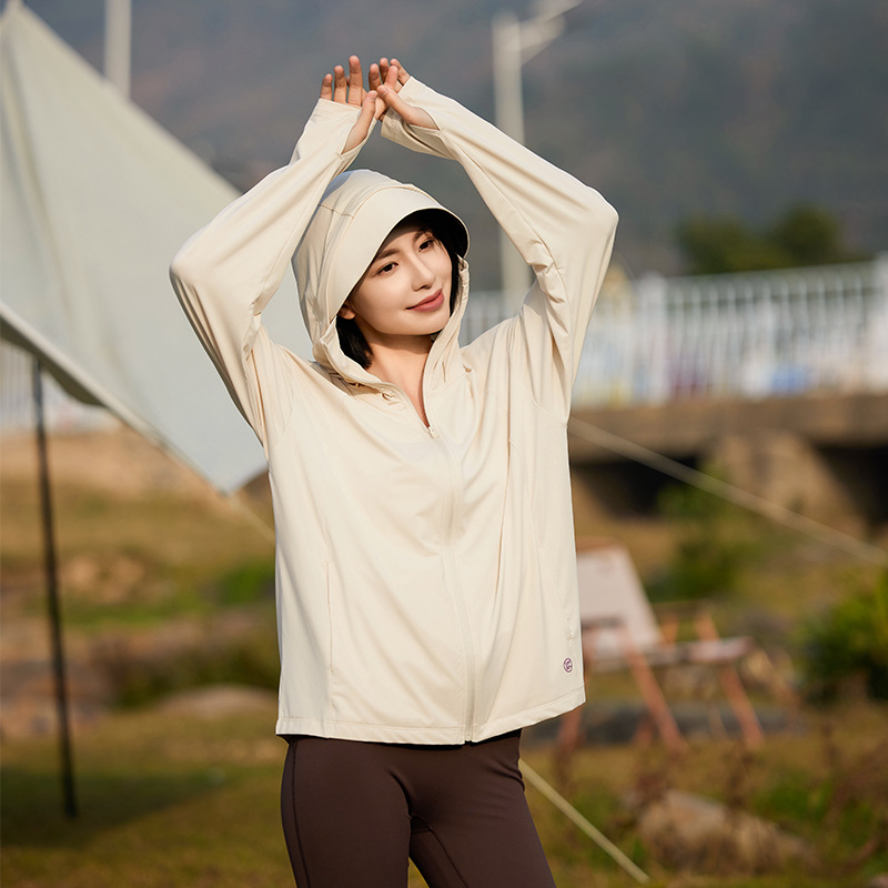 Unisex vanjska windbreaker jakna s UV zaštitom UPF50+, lagana, Ice Silk tkanina, 88% najlon + 12% spandex, s kapuljačom