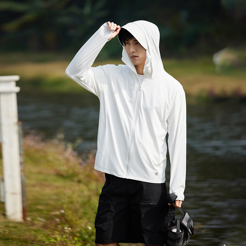 Unisex vanjska windbreaker jakna s UV zaštitom UPF50+, lagana, Ice Silk tkanina, 88% najlon + 12% spandex, s kapuljačom