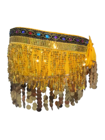 Traka za struk za belly dance s šljokicama i resicama, šifonska tkanina, 90–95% poliester, PVC detalji, model W-057, za žene