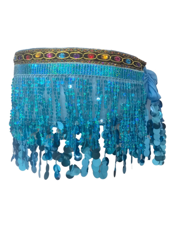 Traka za struk za belly dance s šljokicama i resicama, šifonska tkanina, 90–95% poliester, PVC detalji, model W-057, za žene