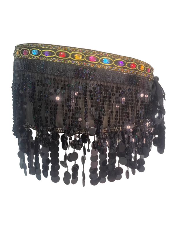 Traka za struk za belly dance s šljokicama i resicama, šifonska tkanina, 90–95% poliester, PVC detalji, model W-057, za žene