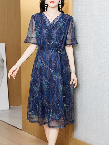 Haljina od organze srednje duljine za zrelije žene, korejskog stila, elegantna visoke kvalitete