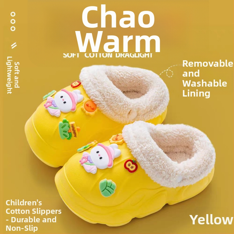 Bērnu čības ar Cartoon rakstu, EVA augšdaļa un zole, unisex, ziema, pretslīdēšana, silti