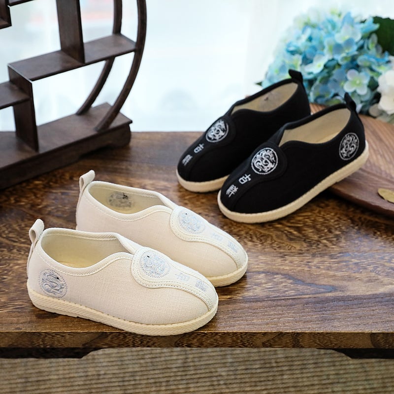 Παιδικά Παραδοσιακά Παπούτσια από Ύφασμα – Άνω από Βαμβακερό Ύφασμα, Κεντημένο Μοτίβο Ζώων, Καουτσούκ Σόλα, Αναπνεόμενα, Ρετρό Κινέζικο Στυλ