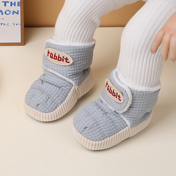 Babák első lépés cipő, csúszásmentes talp, tarpaulin felsőrész, plüss belső, Velcro zárás, téli viselet 0-15 hónapos korosztály számára