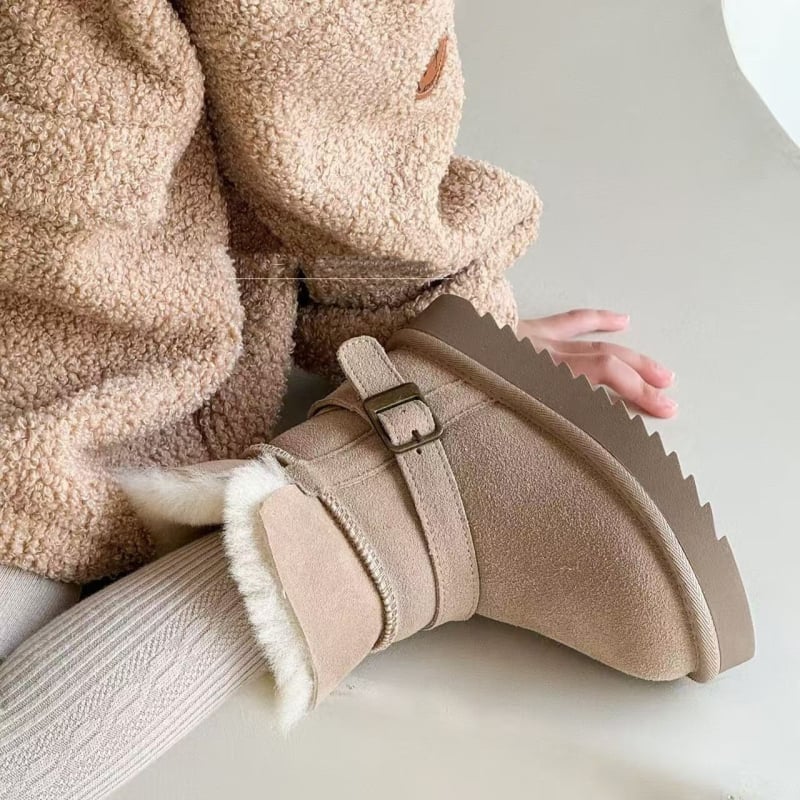 Детски снежни ботуши за зима, дебели и топли до подбедрицата, набук велур, противохлъзгаща подметка, вътрешна подплата с изкуствен косъм