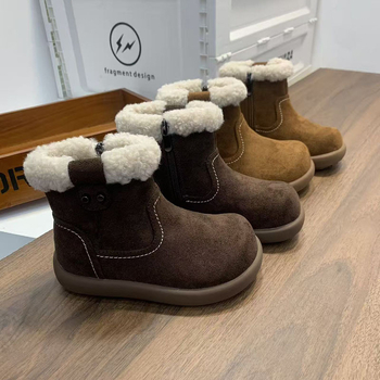 Детски зимни обувки за момичета: горна част от микрофибърна кожа, подплата от изкуствен пух, страничен цип, висок маншет, гумена подметка