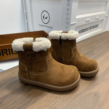 Детски зимни обувки за момичета: горна част от микрофибърна кожа, подплата от изкуствен пух, страничен цип, висок маншет, гумена подметка