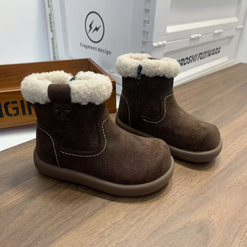Детски зимни обувки за момичета: горна част от микрофибърна кожа, подплата от изкуствен пух, страничен цип, висок маншет, гумена подметка