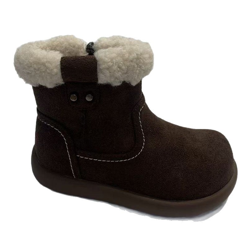 Детски зимни обувки за момичета: горна част от микрофибърна кожа, подплата от изкуствен пух, страничен цип, висок маншет, гумена подметка