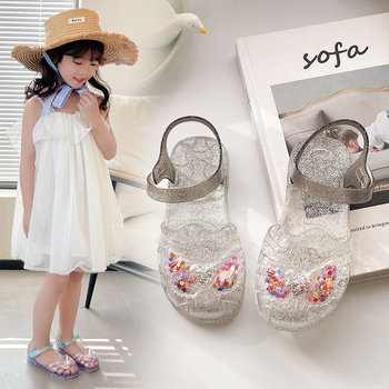 Meitenēm paredzētas sandales ar elpojošu plastmasas augšpusi, Velcro aizdare, dzīvnieku raksts, mīksta želejas zole