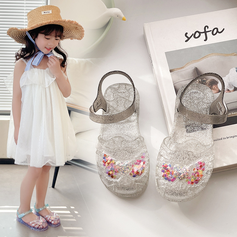 Meitenēm paredzētas sandales ar elpojošu plastmasas augšpusi, Velcro aizdare, dzīvnieku raksts, mīksta želejas zole