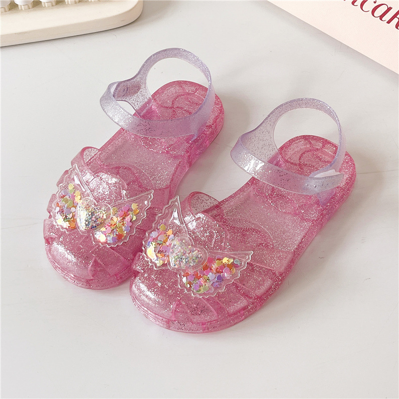 Meitenēm paredzētas sandales ar elpojošu plastmasas augšpusi, Velcro aizdare, dzīvnieku raksts, mīksta želejas zole