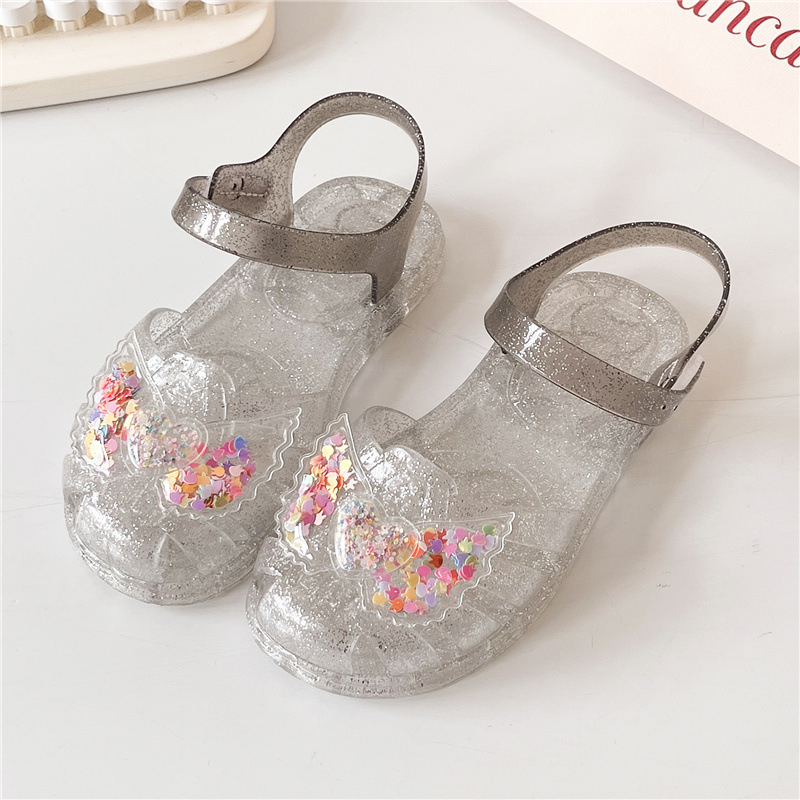 Meitenēm paredzētas sandales ar elpojošu plastmasas augšpusi, Velcro aizdare, dzīvnieku raksts, mīksta želejas zole