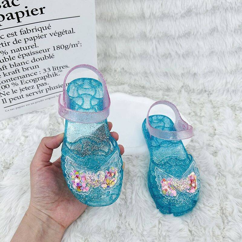 Meitenēm paredzētas sandales ar elpojošu plastmasas augšpusi, Velcro aizdare, dzīvnieku raksts, mīksta želejas zole