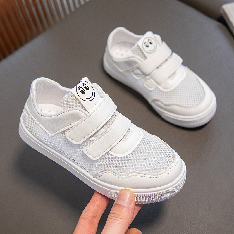 Bērnu mesh sporta kurpes ar Velcro aizdari – zems augšējais daļa, gumijas zole, PU iekšējais spilventiņš, elpojoša oderde