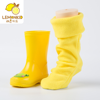 Bērnu lietus zābaki ar vilnas oderi, vienkrāsains raksts, plakans papēdis, unisex, piemērots pavasarim, rudenim un ziemai, bērniem 4-12 gadi, korejiešu stilā